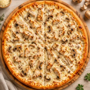 Пицца с грибами и курицей